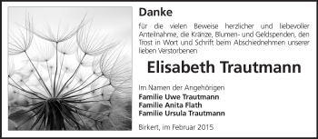 Traueranzeige von Elisabeth Trautmann von Odenwälder Echo