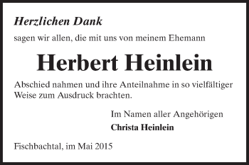 Traueranzeige von Herbert Heinlein von Echo-Zeitungen (Gesamtausgabe)