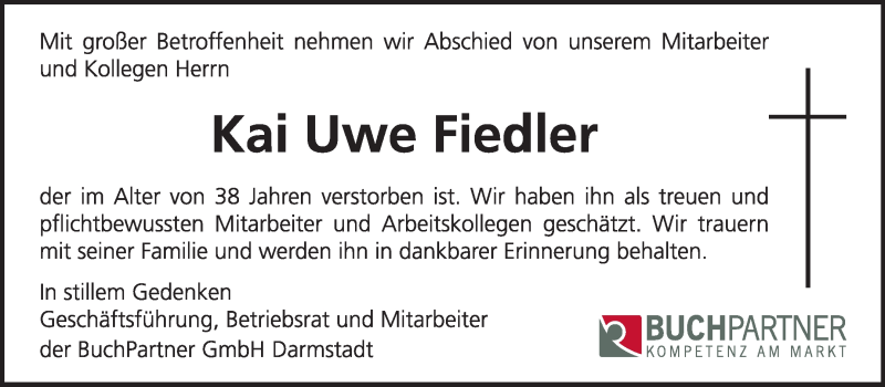  Traueranzeige für Kai Uwe Fiedler vom 18.07.2015 aus Echo-Zeitungen (Gesamtausgabe)