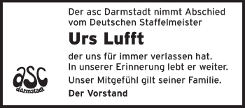 Traueranzeige von Urs Lufft von Echo-Zeitungen (Gesamtausgabe)