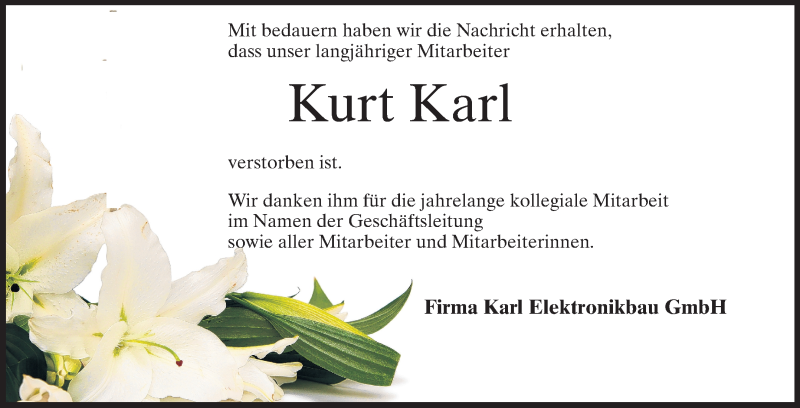  Traueranzeige für Kurt Karl vom 04.04.2015 aus Odenwälder Echo