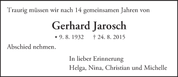 Traueranzeige von Gerhard Jarosch von trauer.echo-online.de
