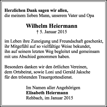 Traueranzeige von Wilhelm Heiermann von Odenwälder Echo