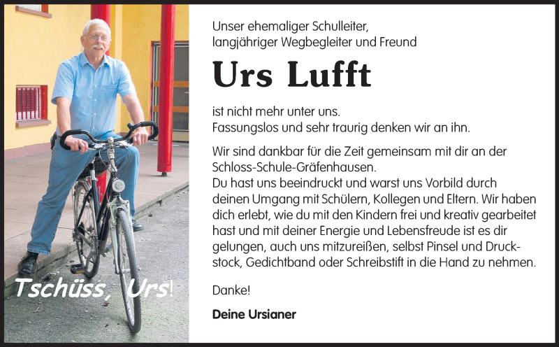  Traueranzeige für Urs Lufft vom 29.06.2015 aus Echo-Zeitungen (Gesamtausgabe)