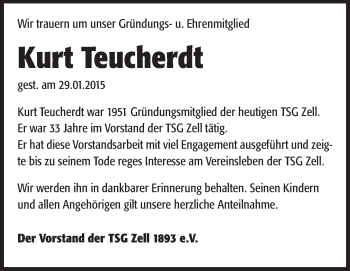 Traueranzeige von Kurt Teucherdt von Odenwälder Echo