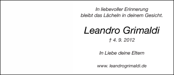 Traueranzeige von Leandro Grimaldi von trauer.echo-online.de