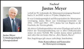 Traueranzeige von Justus Meyer von Starkenburger Echo