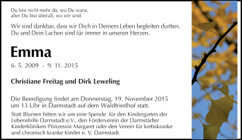 Traueranzeige von Emma  von trauer.echo-online.de