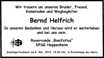 Traueranzeige von Bernd Helfrich von Starkenburger Echo