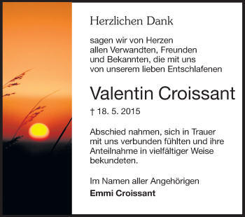 Traueranzeige von Valentin Croissant von Odenwälder Echo