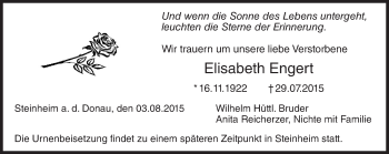 Traueranzeige von Elisabeth Engert von trauer.echo-online.de