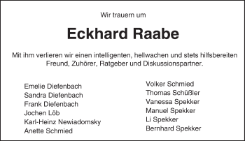 Traueranzeige von Eckhard Raabe von trauer.echo-online.de