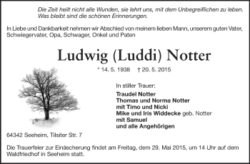 Traueranzeige von Ludwig Notter von Echo-Zeitungen (Gesamtausgabe)