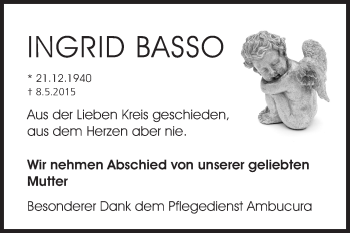 Traueranzeige von Ingrid Basso von Echo-Zeitungen (Gesamtausgabe)