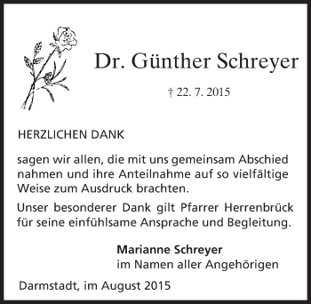 Traueranzeige von Günther Schreyer von trauer.echo-online.de