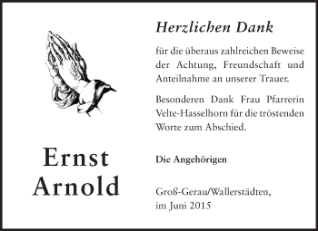 Traueranzeige von Ernst Arnold von Rüsselsheimer Echo, Groß-Gerauer-Echo, Ried Echo
