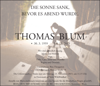 Traueranzeige von Thomas Blum von trauer.echo-online.de