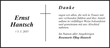 Traueranzeige von Ernst Hantsch von Echo-Zeitungen (Gesamtausgabe)