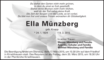 Traueranzeige von Ella Münzberg von Starkenburger Echo