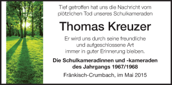 Traueranzeige von Thomas Kreuzer von Odenwälder Echo