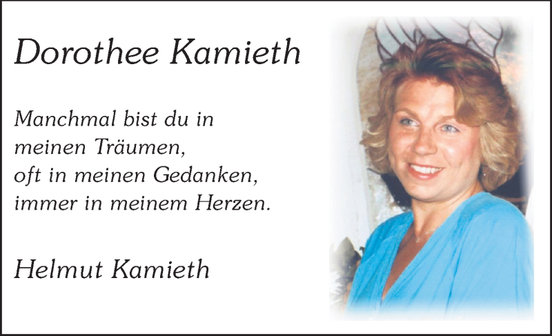  Traueranzeige für Dorothee Kamieth vom 23.01.2015 aus Darmstädter Echo, Odenwälder Echo, Rüsselsheimer Echo, Groß-Gerauer-Echo, Ried Echo
