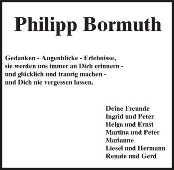 Traueranzeige von Philipp Bormuth von trauer.echo-online.de