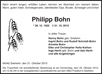 Traueranzeige von Philipp Bohn von trauer.echo-online.de