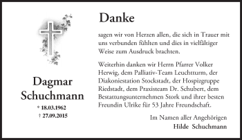 Traueranzeige von Dagmar Schuchmann von trauer.echo-online.de