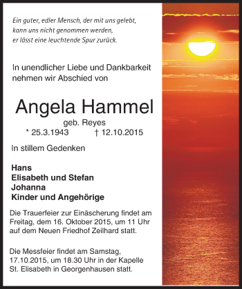 Traueranzeige von Angela Hammel von trauer.echo-online.de