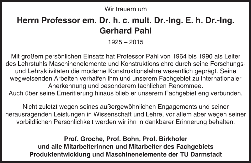  Traueranzeige für Gerhard Pahl vom 24.10.2015 aus trauer.echo-online.de