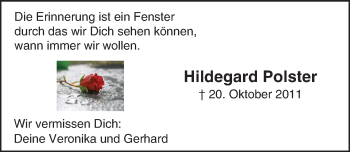 Traueranzeige von Hildegard Polster von trauer.echo-online.de