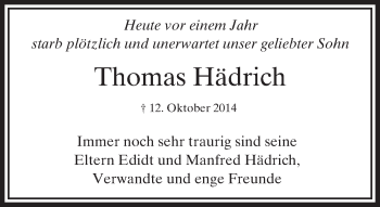 Traueranzeige von Thomas Hädrich von trauer.echo-online.de