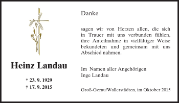 Traueranzeige von Heinz Landau von trauer.echo-online.de