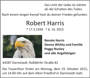 Traueranzeige von Robert Harris von trauer.echo-online.de