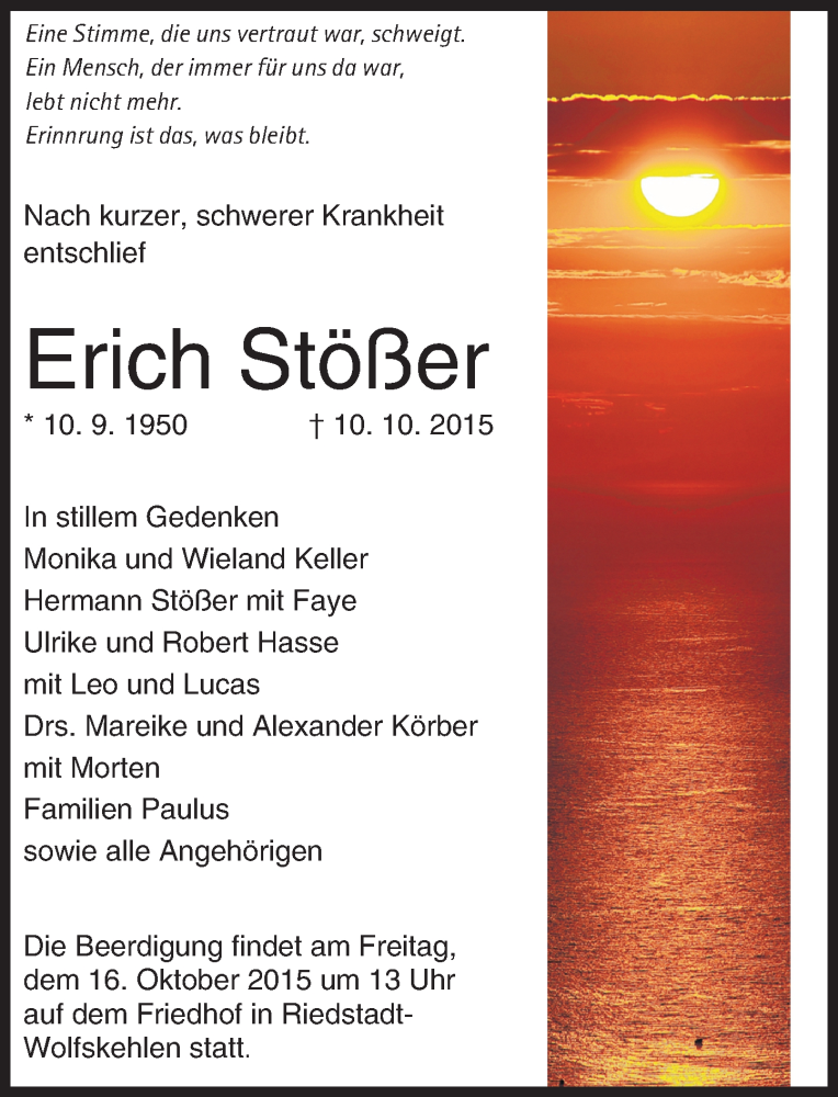  Traueranzeige für Erich Stößer vom 14.10.2015 aus trauer.echo-online.de