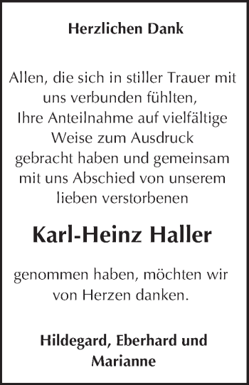 Traueranzeige von Karl-Heinz Haller von trauer.echo-online.de