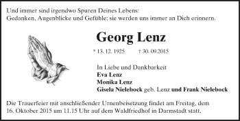 Traueranzeige von Georg Lenz von trauer.echo-online.de