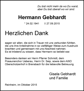 Traueranzeige von Hermann Gebhardt von trauer.echo-online.de