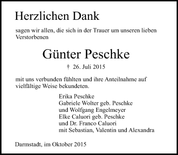 Traueranzeige von Günter Peschke von trauer.echo-online.de