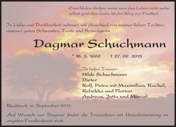 Traueranzeige von Dagmar Schuchmann von trauer.echo-online.de