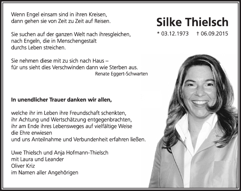  Traueranzeige für Silke Thielsch vom 10.10.2015 aus trauer.echo-online.de