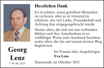 Traueranzeige von Georg Lenz von trauer.echo-online.de