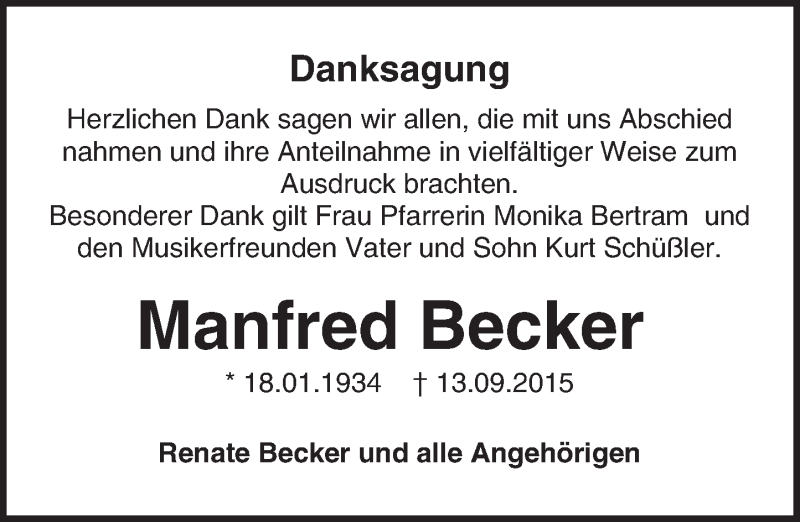  Traueranzeige für Manfred Becker vom 17.10.2015 aus trauer.echo-online.de