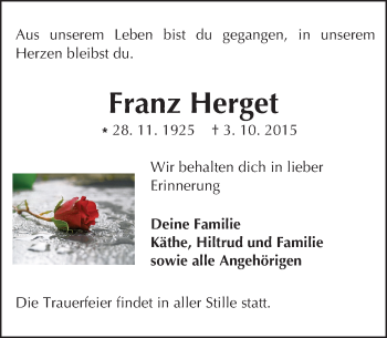 Traueranzeige von Franz Herget von trauer.echo-online.de