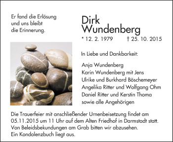 Traueranzeige von Dirk Wundenberg von trauer.echo-online.de