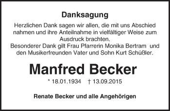 Traueranzeige von Manfred Becker von trauer.echo-online.de