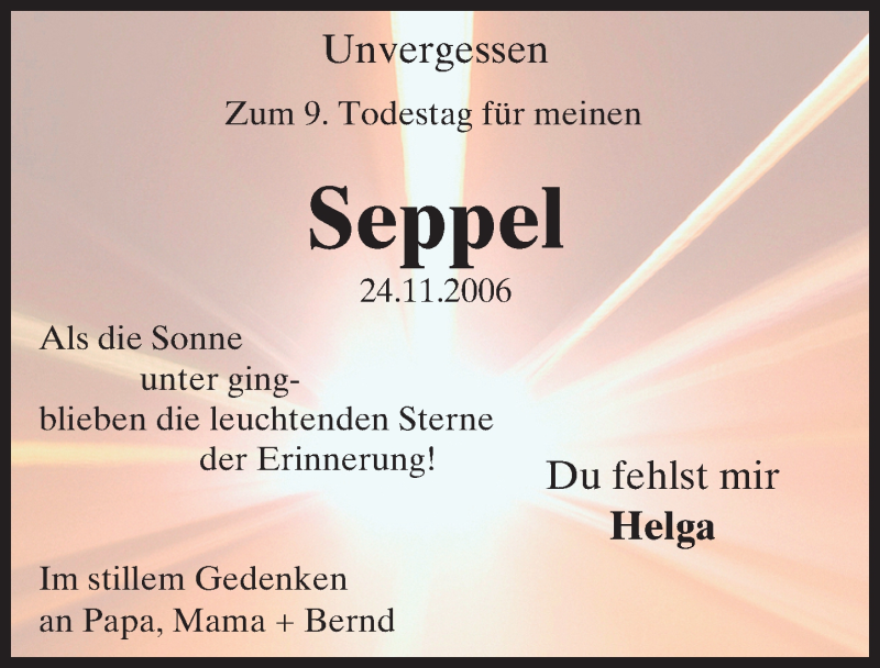  Traueranzeige für Seppel Kryszczynski vom 24.11.2015 aus trauer.echo-online.de