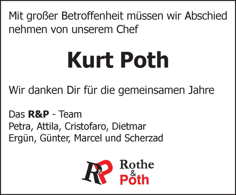  Traueranzeige für Kurt Poth vom 21.11.2015 aus trauer.echo-online.de