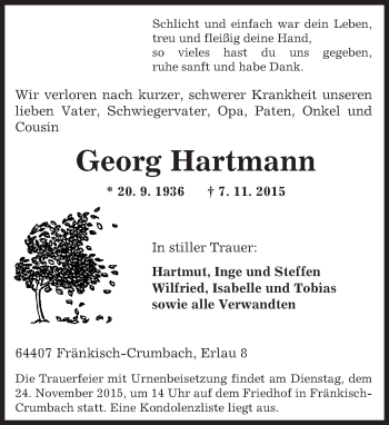 Traueranzeige von Georg Hartmann von trauer.echo-online.de