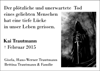 Traueranzeige von Kai Trautmann von trauer.echo-online.de